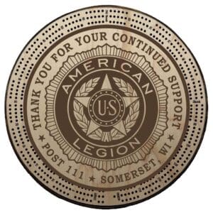 American Legion | Engraved | C4: "Thank You", Post #, City, State | Cribbage Board