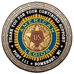 American Legion | Printed | C4: "Thank You", Post #, City, State | Cribbage Board