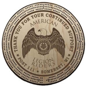 Riders | Engraved | C4: "Thank You", Post #, City, State | Cribbage Board