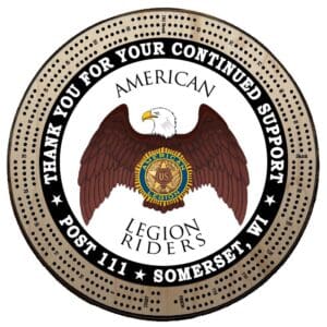 Riders | Printed | C4: "Thank You", Post #, City, State | Cribbage Board