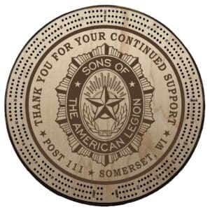 Sons (SAL) | Engraved | C4: "Thank You", Post #, City, State | Cribbage Board