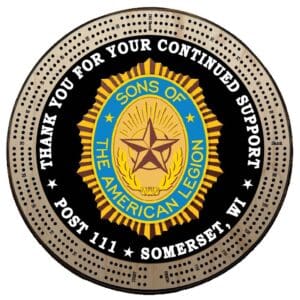 Sons (SAL) | Printed | C4: "Thank You", Post #, City, State | Cribbage Board