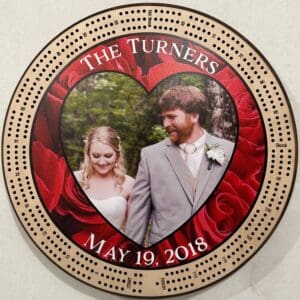 Custom Color Cribbage Board - ANY Photo | 3-Track, 120-Point Round Game with Pegs & Cards