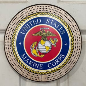 Marines Full Color Cribbage Board | 3-Track, 120-Point Round Game with Pegs & Cards